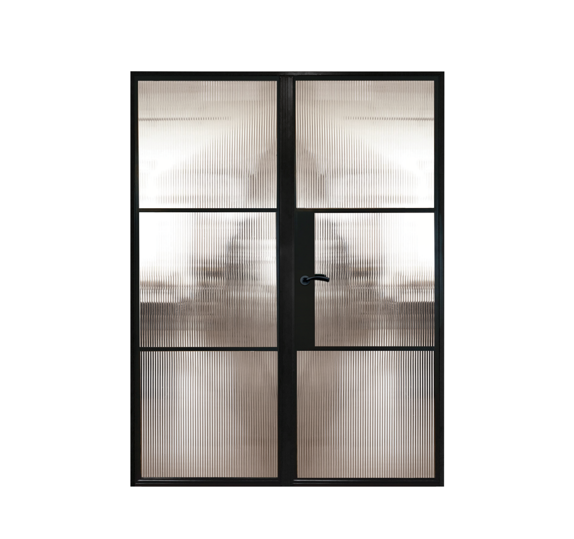 double-doors-reeded-glass-1800-x-1900mm-black-metal-doors